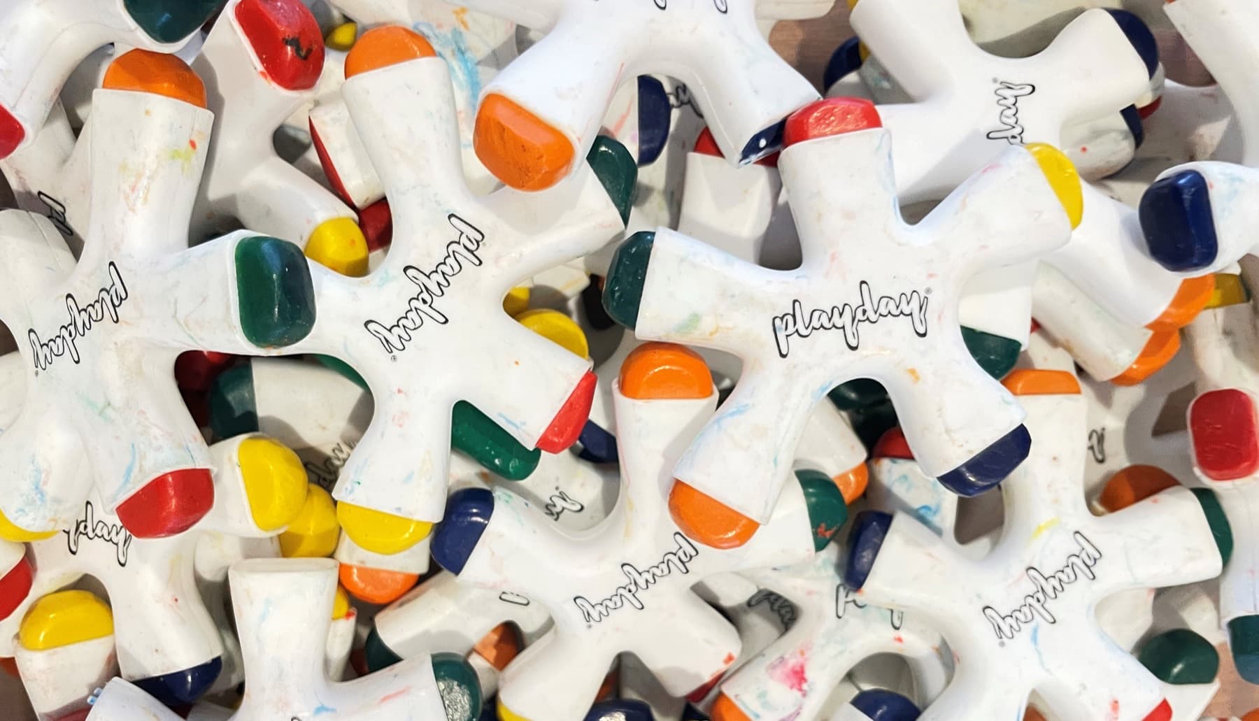 Crayons laid out in the PLAYDAY studio